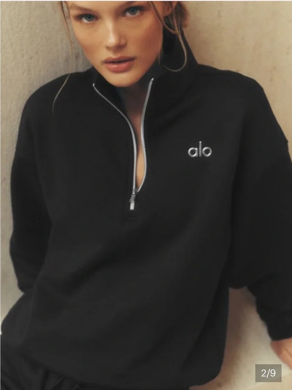 ALO Yoga Black Half-Zip Pullover with Embroidered Logo